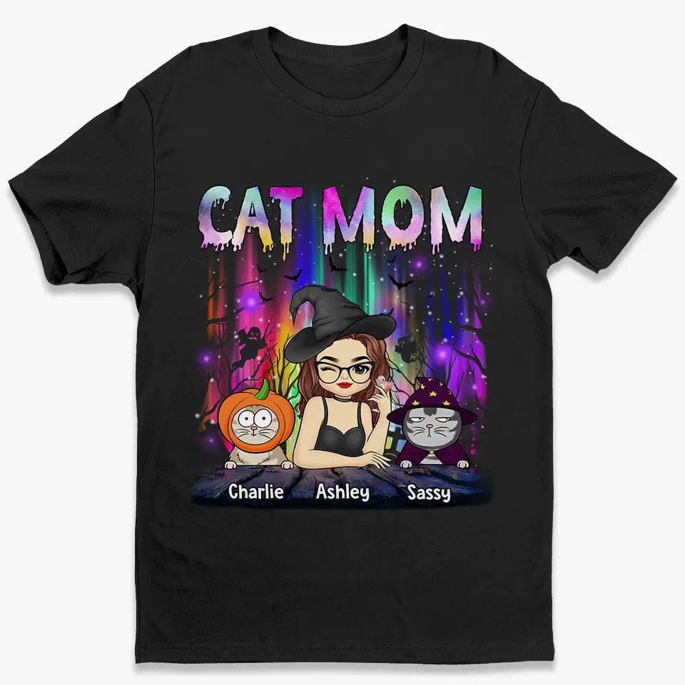 Le manifeste d'Halloween de la sorcière maman chat - T-shirt, sweat à capuche et sweat-shirt unisexe personnalisé pour chat - Cadeau d'Halloween pour les propriétaires et les amoureux des animaux
