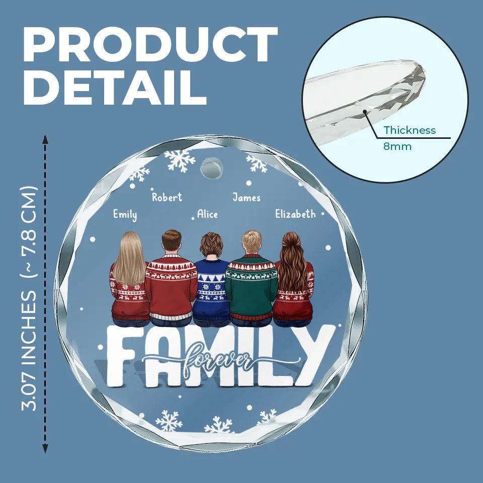 Ma partie préférée de Noël est la famille - Ornement en verre personnalisé en forme de cercle familial - Cadeau de Noël pour les membres de la famille