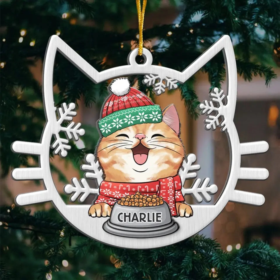 Chat mignon pour Noël - Décoration personnalisée en métal - Cadeau de Noël pour les propriétaires et les amoureux des animaux