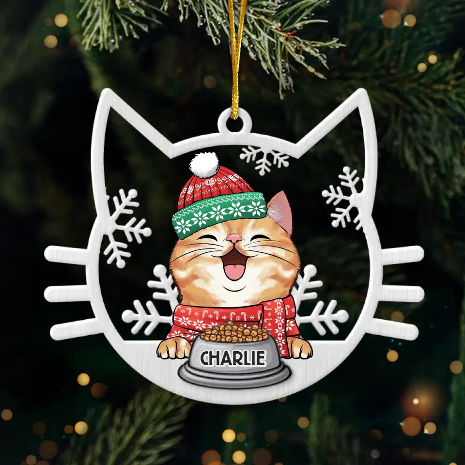 Chat mignon pour Noël - Décoration personnalisée en métal - Cadeau de Noël pour les propriétaires et les amoureux des animaux