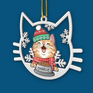 Chat mignon pour Noël - Décoration personnalisée en métal - Cadeau de Noël pour les propriétaires et les amoureux des animaux