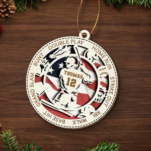 Mon esprit s'envole à chaque lancer, à chaque swing - Décoration de baseball en cuir personnalisée - Cadeau de Noël pour les amateurs de sport et les joueurs de sport