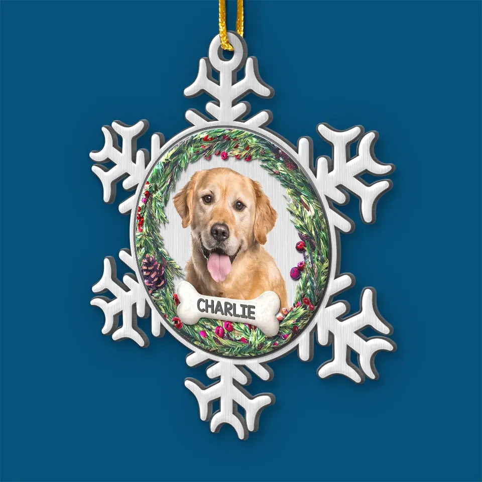 Photo personnalisée « Pattes au paradis, à jamais dans nos cœurs » - Ornement commémoratif personnalisé - Forme personnalisée en métal - Cadeau de condoléances, cadeau de Noël pour propriétaires d'animaux et amoureux des animaux
