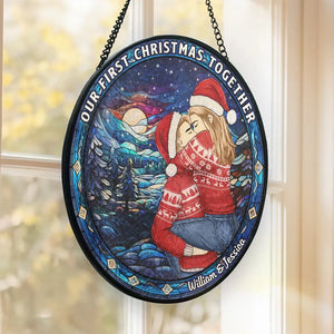 Être avec toi est la véritable magie de Noël - Attrape-soleil personnalisé pour couple, vitrail - Cadeau de Noël pour mari et femme, anniversaire