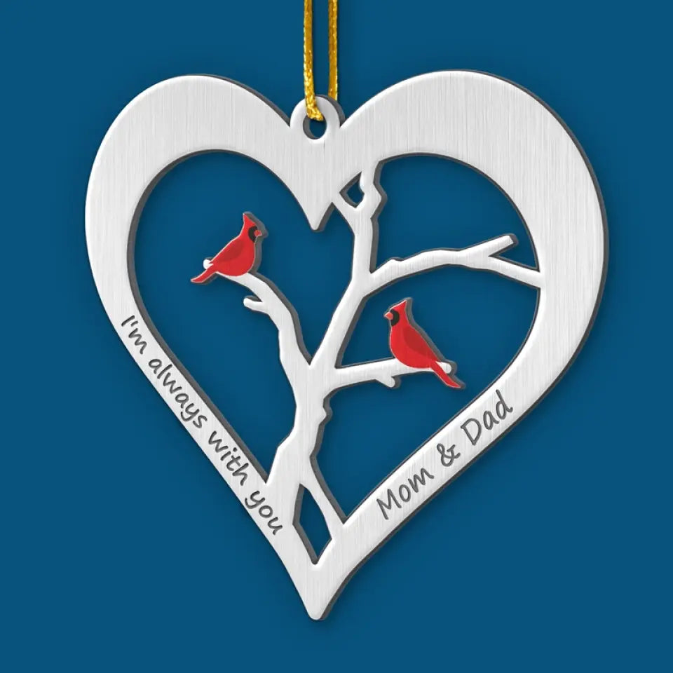 Les cardinaux apparaissent à proximité des anges - Ornement commémoratif personnalisé - Forme en métal personnalisée - Cadeau de condoléances, cadeau de Noël pour les membres de la famille
