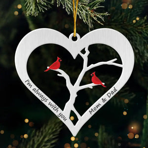 Les cardinaux apparaissent à proximité des anges - Ornement commémoratif personnalisé - Forme en métal personnalisée - Cadeau de condoléances, cadeau de Noël pour les membres de la famille