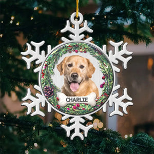 Photo personnalisée « Pattes au paradis, à jamais dans nos cœurs » - Ornement commémoratif personnalisé - Forme personnalisée en métal - Cadeau de condoléances, cadeau de Noël pour propriétaires d'animaux et amoureux des animaux