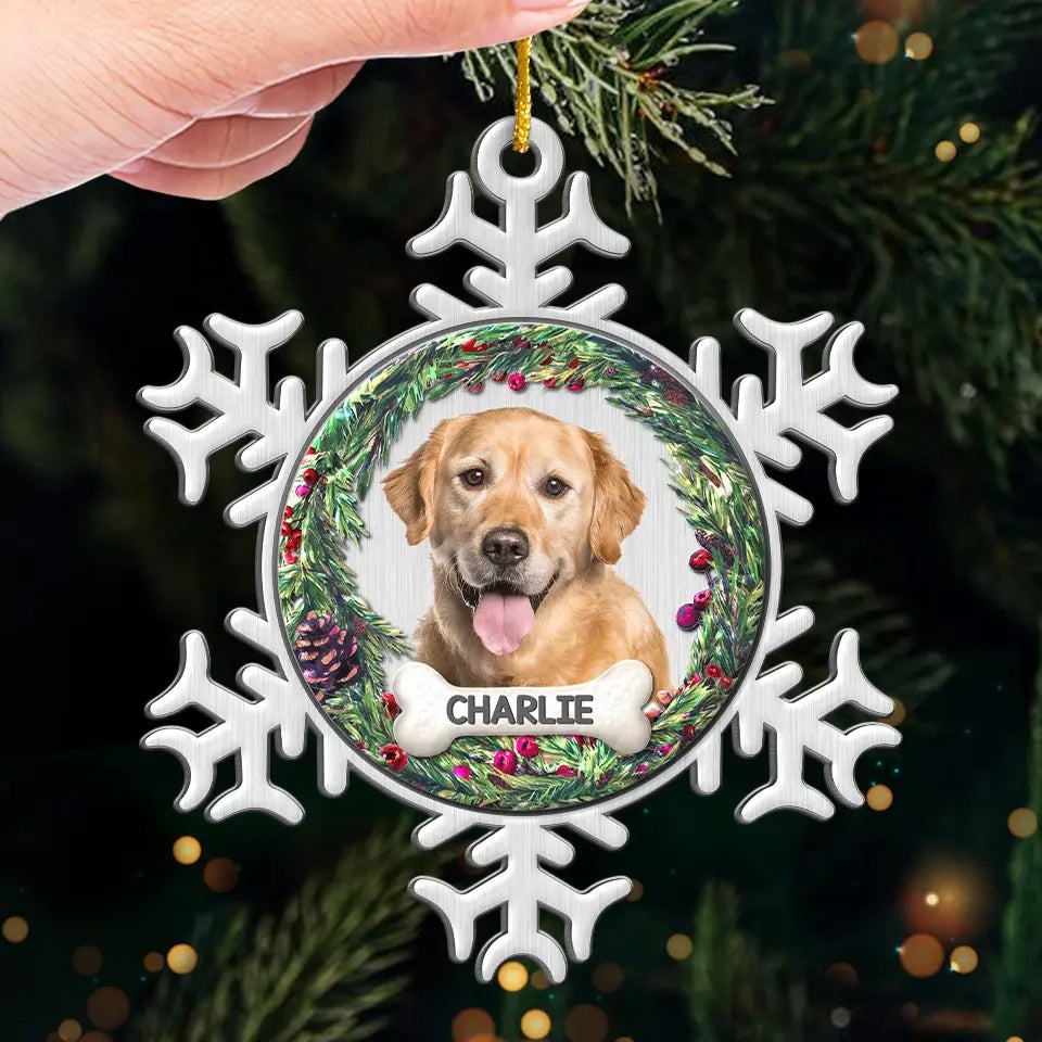 Photo personnalisée « Pattes au paradis, à jamais dans nos cœurs » - Ornement commémoratif personnalisé - Forme personnalisée en métal - Cadeau de condoléances, cadeau de Noël pour propriétaires d'animaux et amoureux des animaux