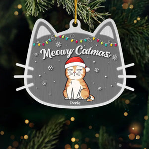 Parfaitement festif et joyeux - Ornement personnalisé en forme de chat - Métal sur mesure - Cadeau de Noël pour les propriétaires et les amoureux des animaux
