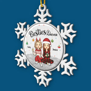 Besties Forever - Décoration personnalisée Bestie - Forme personnalisée en métal - Cadeau de Noël pour meilleures amies, meilleures amies, sœurs