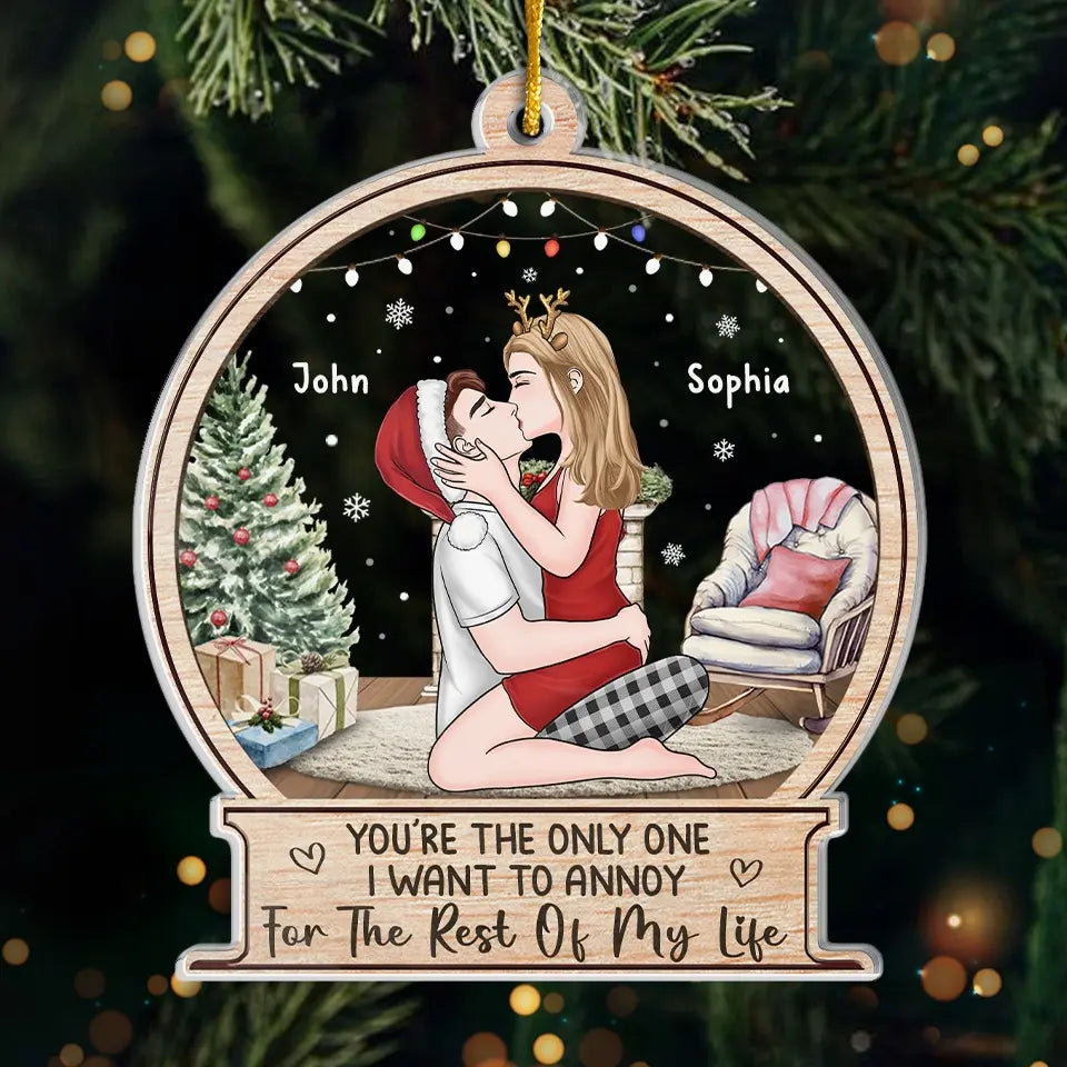 Un baiser de toi et tout ira bien - Ornement personnalisé pour couple - Forme personnalisée en acrylique - Cadeau de Noël pour mari et femme, anniversaire