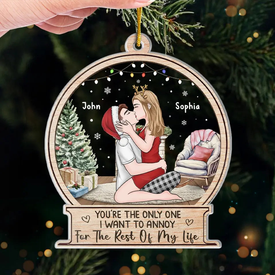 Un baiser de toi et tout ira bien - Ornement personnalisé pour couple - Forme personnalisée en acrylique - Cadeau de Noël pour mari et femme, anniversaire