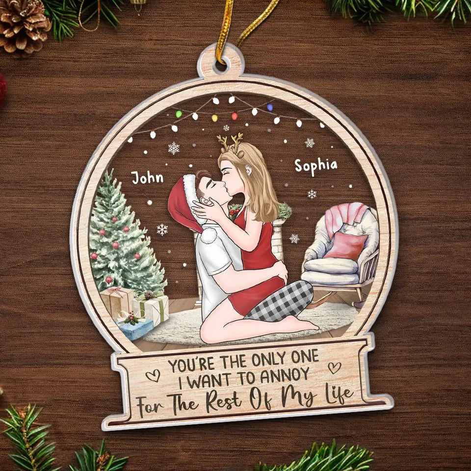 Un baiser de toi et tout ira bien - Ornement personnalisé pour couple - Forme personnalisée en acrylique - Cadeau de Noël pour mari et femme, anniversaire