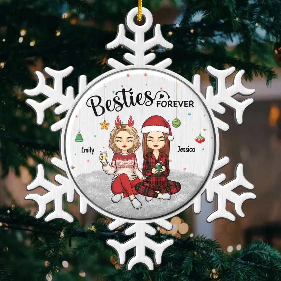Besties Forever - Décoration personnalisée Bestie - Forme personnalisée en métal - Cadeau de Noël pour meilleures amies, meilleures amies, sœurs