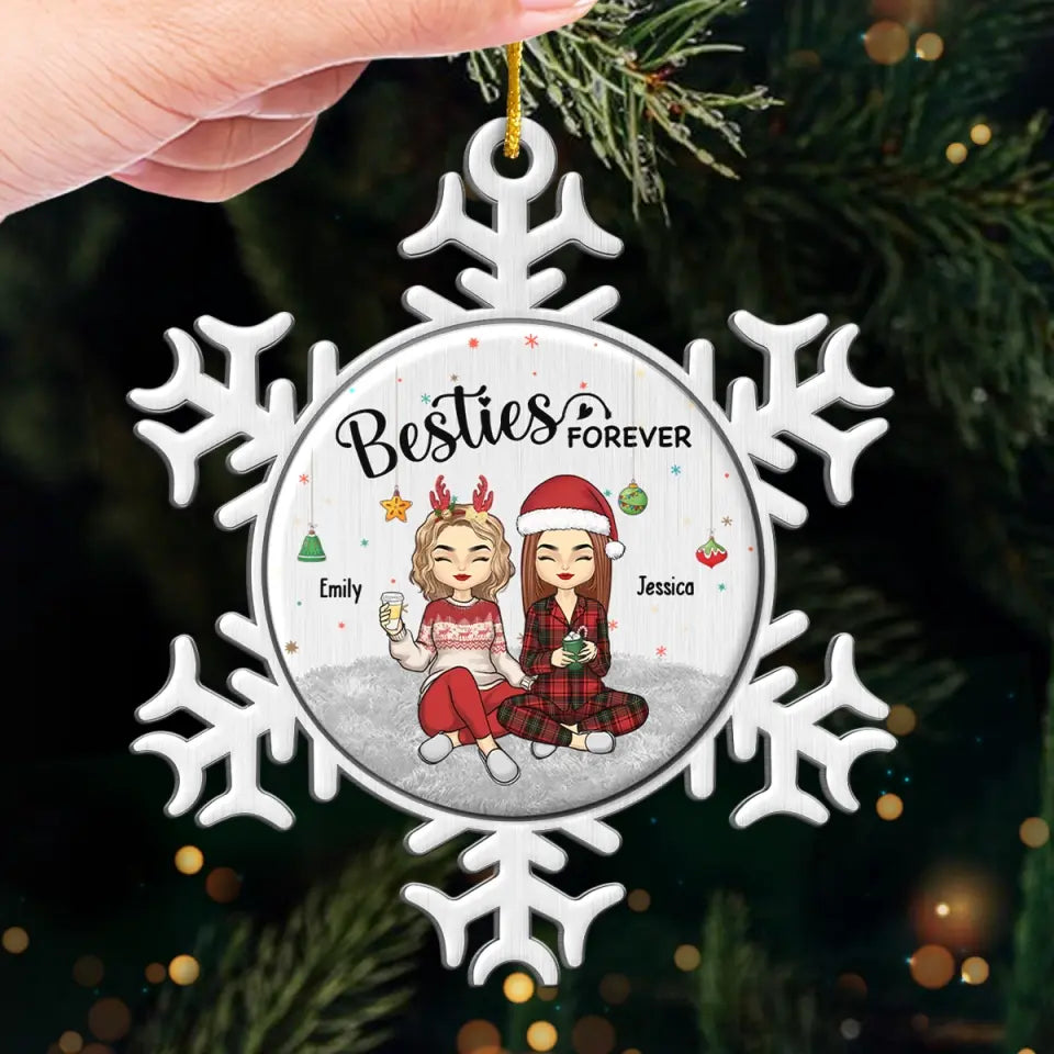 Besties Forever - Décoration personnalisée Bestie - Forme personnalisée en métal - Cadeau de Noël pour meilleures amies, meilleures amies, sœurs