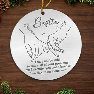 Main dans la main, nous conquérons tout - Ornement personnalisé Bestie - Forme personnalisée en métal - Cadeau de Noël pour meilleures amies, meilleures amies, sœurs