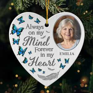 Photo personnalisée : maintenant au paradis, pour toujours en paix - Ornement commémoratif personnalisé - Forme personnalisée en métal - Cadeau de condoléances, cadeau de Noël pour les membres de la famille