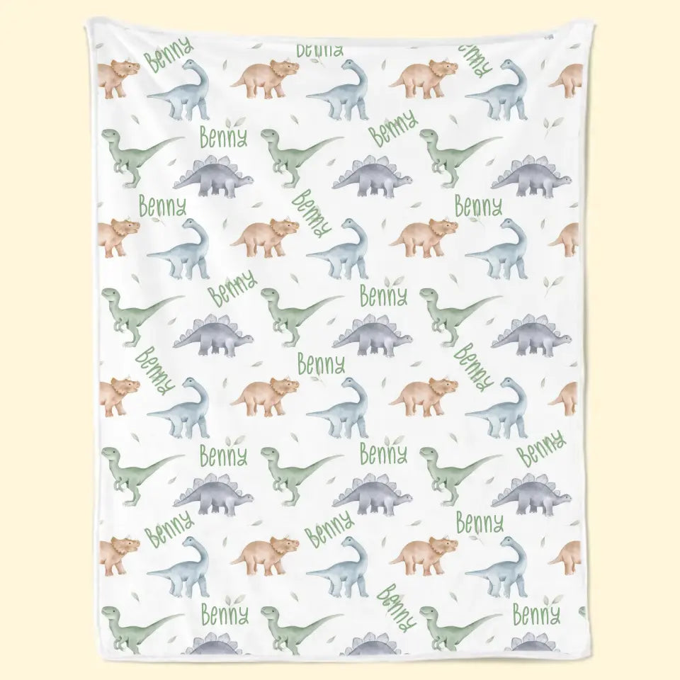 Douce chaleur et adorables dinosaures pour des moments précieux - Couverture familiale personnalisée - Cadeau pour bébé, enfant, nouveau-né