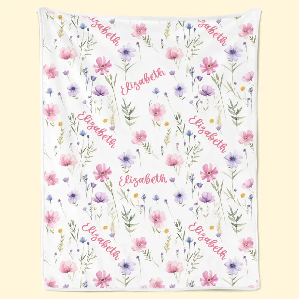 Tu es la plus belle fleur de la famille ! Couverture personnalisée pour bébé ! Cadeau pour bébé, enfant et nouveau-né.