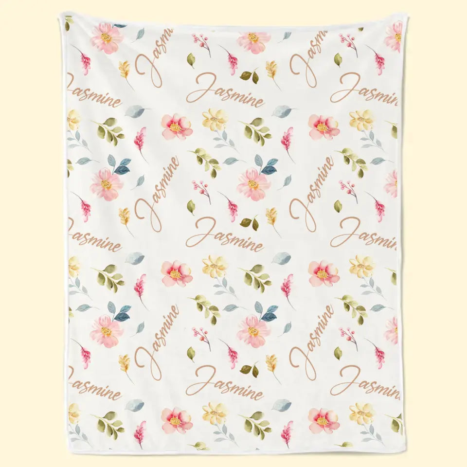 Bébé aime les fleurs éternelles - Couverture personnalisée pour bébé - Cadeau pour bébé, enfant et nouveau-né