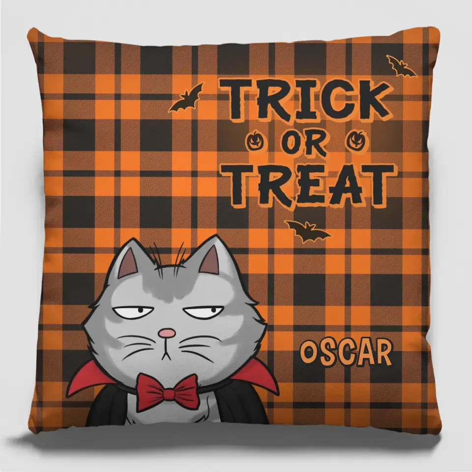 Attention aux petits miaoussards ! Coussin personnalisé pour chat ! Cadeau d'Halloween pour propriétaires et amoureux des animaux.
