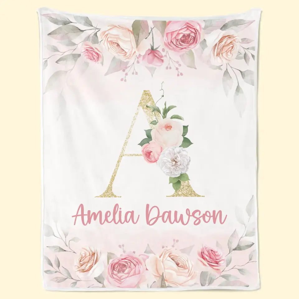 Tu es la fleur joyeuse du bouquet de notre famille - Couverture personnalisée pour bébé - Cadeau pour bébé, enfant, nouveau-né