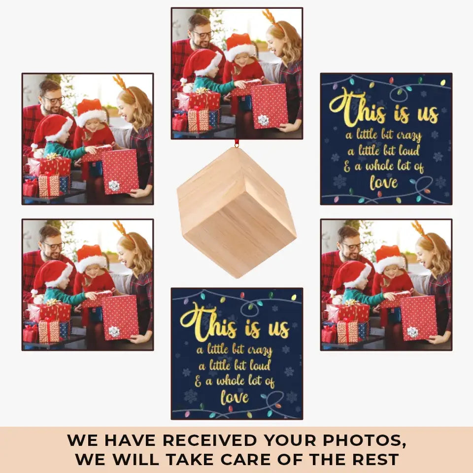 Photo personnalisée « This Is Us » - Ornement en bois personnalisé pour la famille - Cadeau de Noël pour les membres de la famille