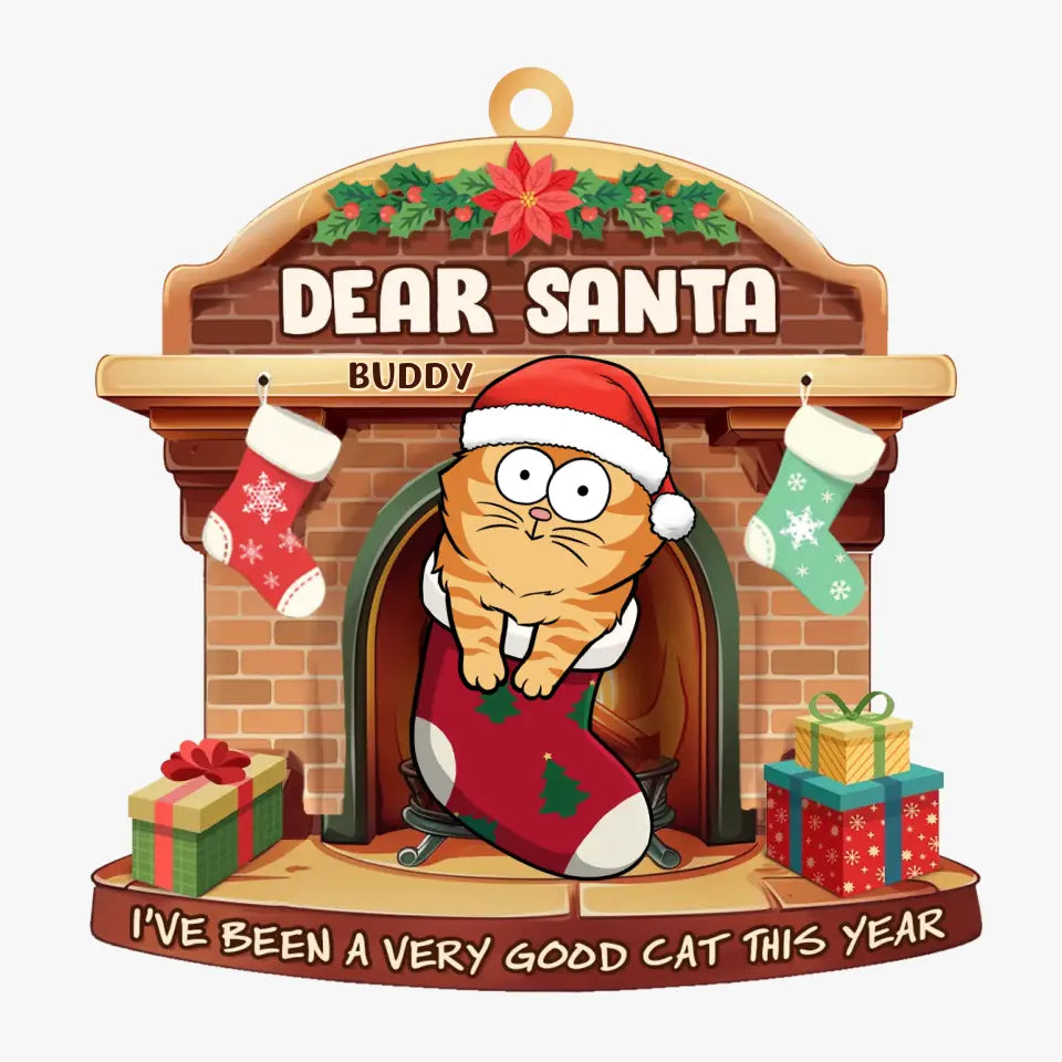 Joyeux Noël à tous les poils ! Ornement personnalisé en forme de chat ! Cadeau de Noël pour les propriétaires et les amoureux des animaux.