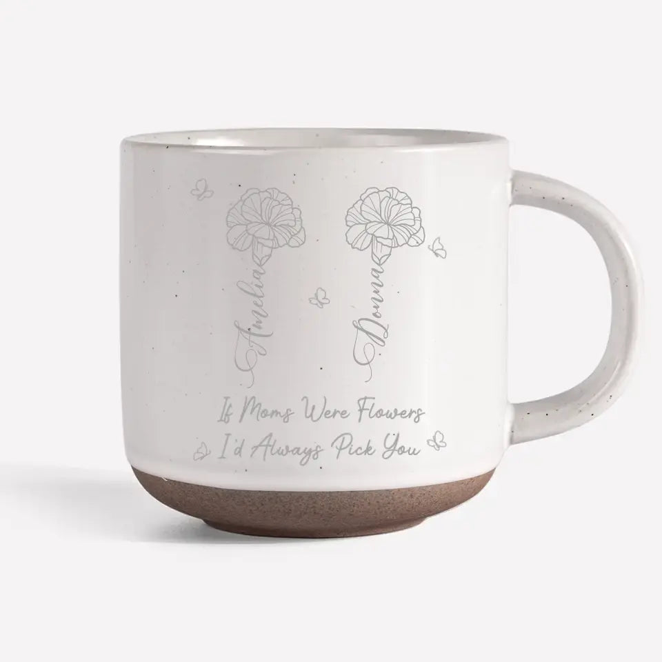 L'amour est la fleur que vous devez laisser pousser - Tasse en poterie personnalisée pour la famille - Cadeau pour maman et fille