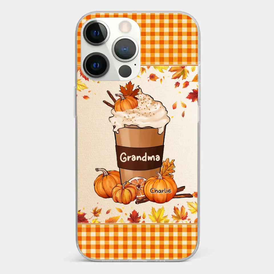 L'automne est fait pour des moments conviviaux en famille et entre grands-parents - Coque de téléphone transparente personnalisée pour la famille - Cadeau d'automne pour grand-mère