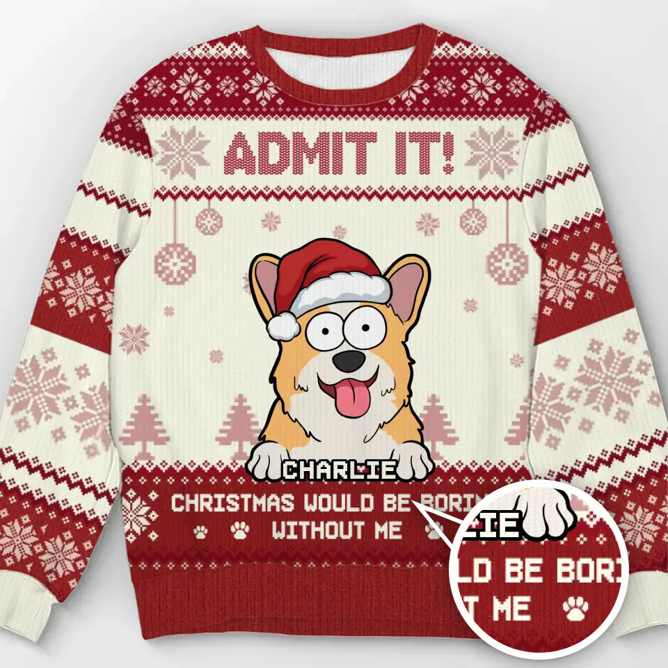 Offrez un cadeau de Noël joyeux avec un pull personnalisé pour chiot ! Sweat-shirt moche personnalisé pour chien et chat ! Pull unisexe en laine ! Cadeau de Noël pour propriétaires et amoureux des animaux.