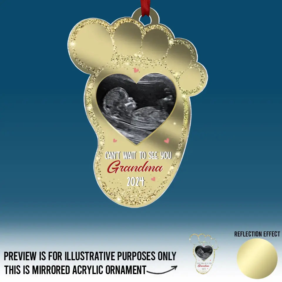 Clochettes photo personnalisées, odeurs de bébé, tout joyeux et gentil - Ornement personnalisé en acrylique miroir pour famille - Cadeau de Noël pour bébé, enfant, nouveau-né