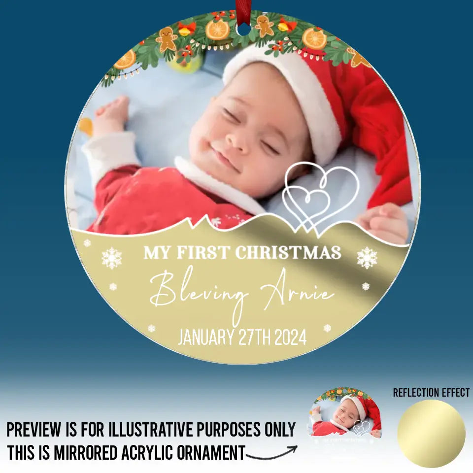 Photo personnalisée « Mon petit lutin répand la joie de Noël ! » – Décoration familiale personnalisée en acrylique miroir – Cadeau de Noël pour bébé, enfant et nouveau-né