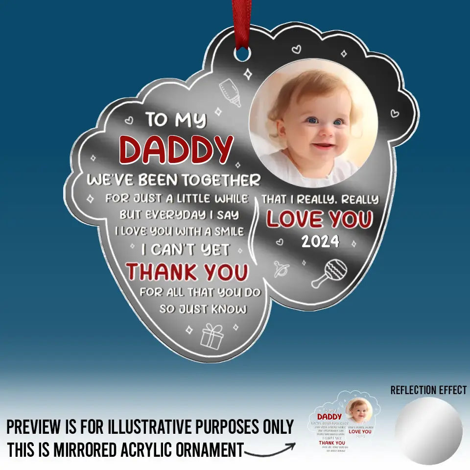 Photo personnalisée Merci pour tout ce que vous faites - Ornement personnalisé en acrylique miroir personnalisé pour la famille - Cadeau de Noël pour bébé, enfant, nouveau-né