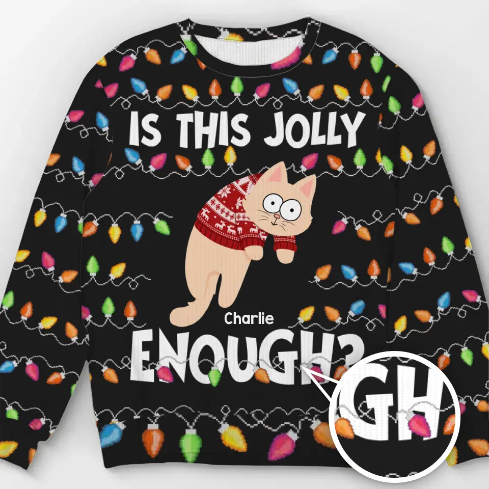 Mon chat est le véritable esprit de Noël - Sweat-shirt moche personnalisé pour chat - Pull en laine unisexe - Cadeau de Noël pour les propriétaires et les amoureux des animaux