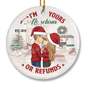 Notre amour est la magie de Noël - Ornement personnalisé pour couple - Forme ronde en céramique - Cadeau de Noël pour mari et femme, anniversaire
