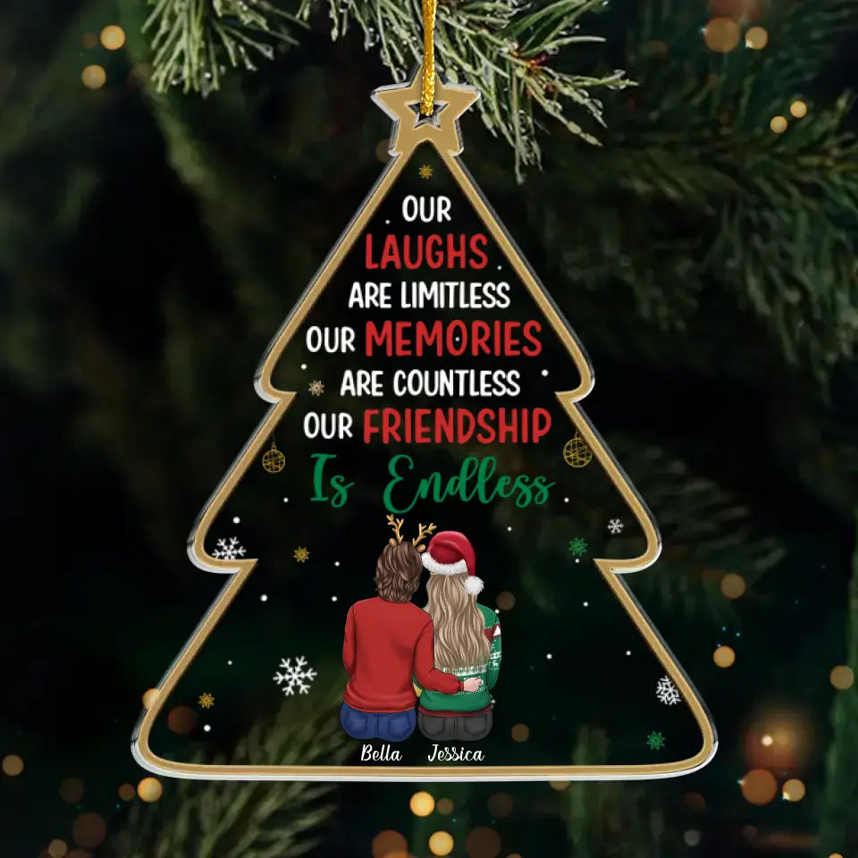 Notre amitié est le plus beau cadeau de tous - Ornement personnalisé Bestie - Forme personnalisée en acrylique - Cadeau de Noël pour meilleures amies, meilleures amies, sœurs