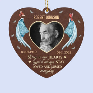 Photo personnalisée L'amour est une lumière qui ne faiblit jamais - Ornement commémoratif personnalisé en cuir - Cadeau de condoléances, cadeau de Noël pour les membres de la famille