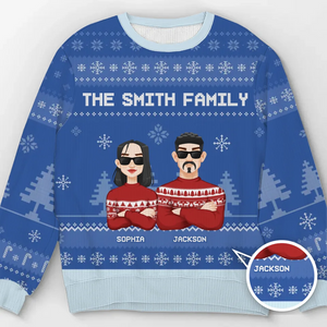Les lumières remplissent les rues et répandent tant de joie - Sweat-shirt personnalisé pour la famille - Pull en laine unisexe - Cadeau de Noël pour les membres de la famille
