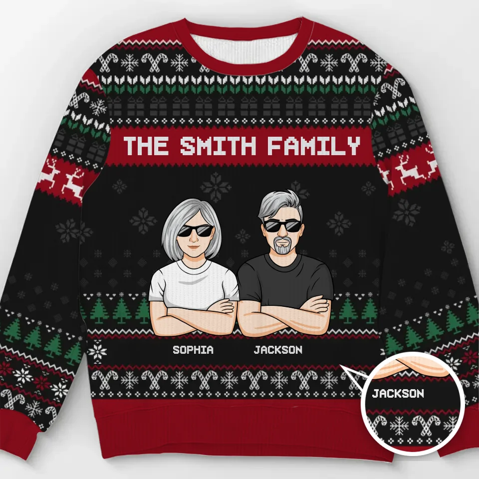 La famille où la vie commence et où l'amour ne finit jamais - Sweat-shirt personnalisé pour la famille - Pull en laine unisexe - Cadeau de Noël pour les membres de la famille