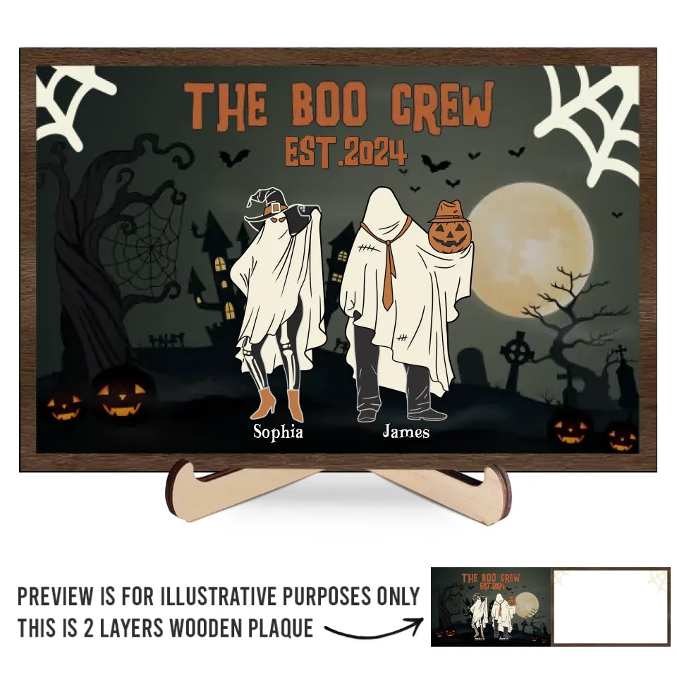Famille Bootiful - Plaque en bois personnalisée à 2 couches avec support - Cadeau d'Halloween pour les membres de la famille