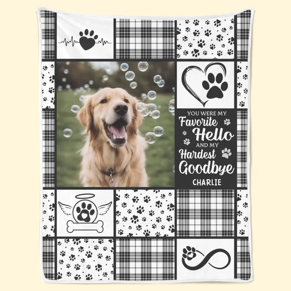Couverture personnalisée avec photo « Tu étais mon plus doux bonjour et mon plus dur au revoir » - Cadeau de condoléances pour les propriétaires d'animaux et les amoureux des animaux