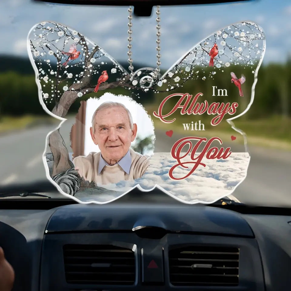 Photo personnalisée « Je sais que je ne conduis jamais seul » - Ornement de voiture personnalisé commémoratif - Forme personnalisée en acrylique - Nouveauté, cadeau de condoléances pour les membres de la famille AMZ