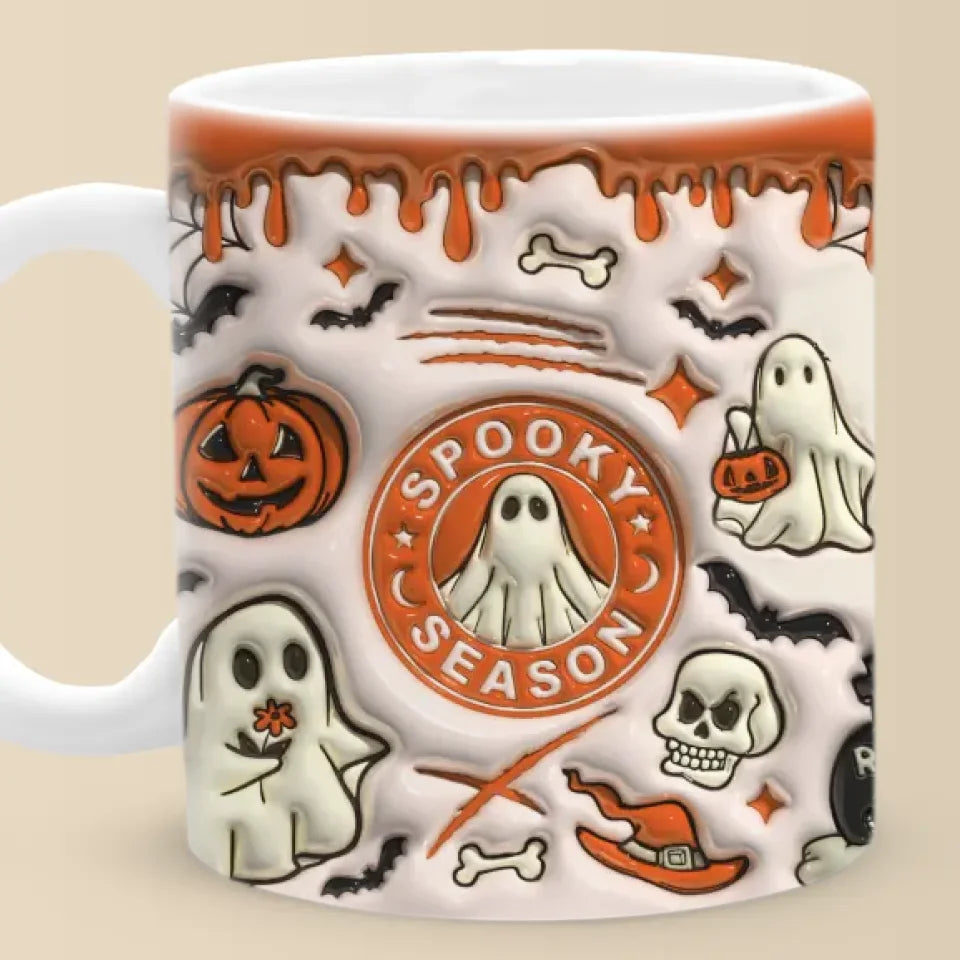 Une maison hantée est une maison heureuse - Mug familial imprimé effet gonflable 3D - Cadeau d'Halloween pour les membres de la famille
