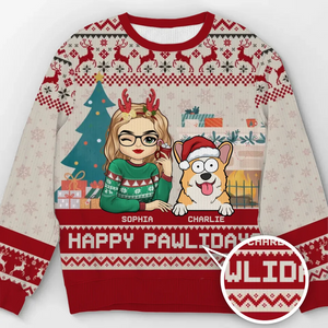 Rockin' Around The Christmas Tree, With My Pet and Me - Sweat-shirt personnalisé pour chien et chat - Pull en laine unisexe - Cadeau de Noël pour propriétaires et amoureux des animaux