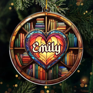 Laissez ces livres vous guider - Ornement personnalisé en acrylique de forme personnalisée - Cadeau de Noël pour les amoureux des livres