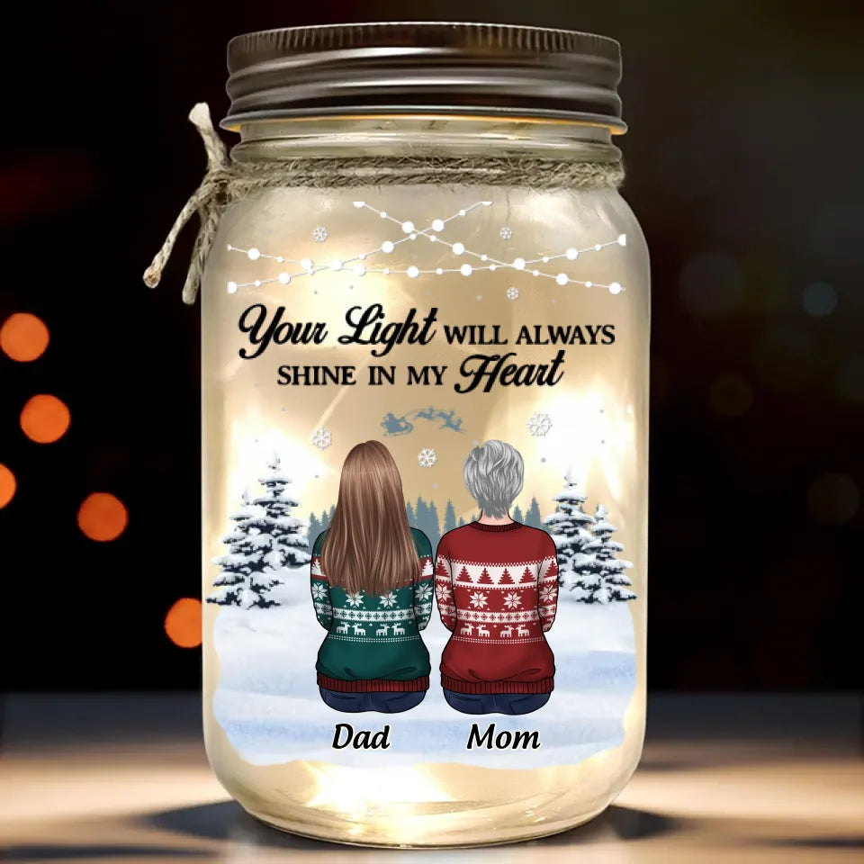 Je me souviens de toi avec amour et gratitude - Lampe commémorative personnalisée en pot Mason - Cadeau de condoléances, cadeau de Noël pour les membres de la famille