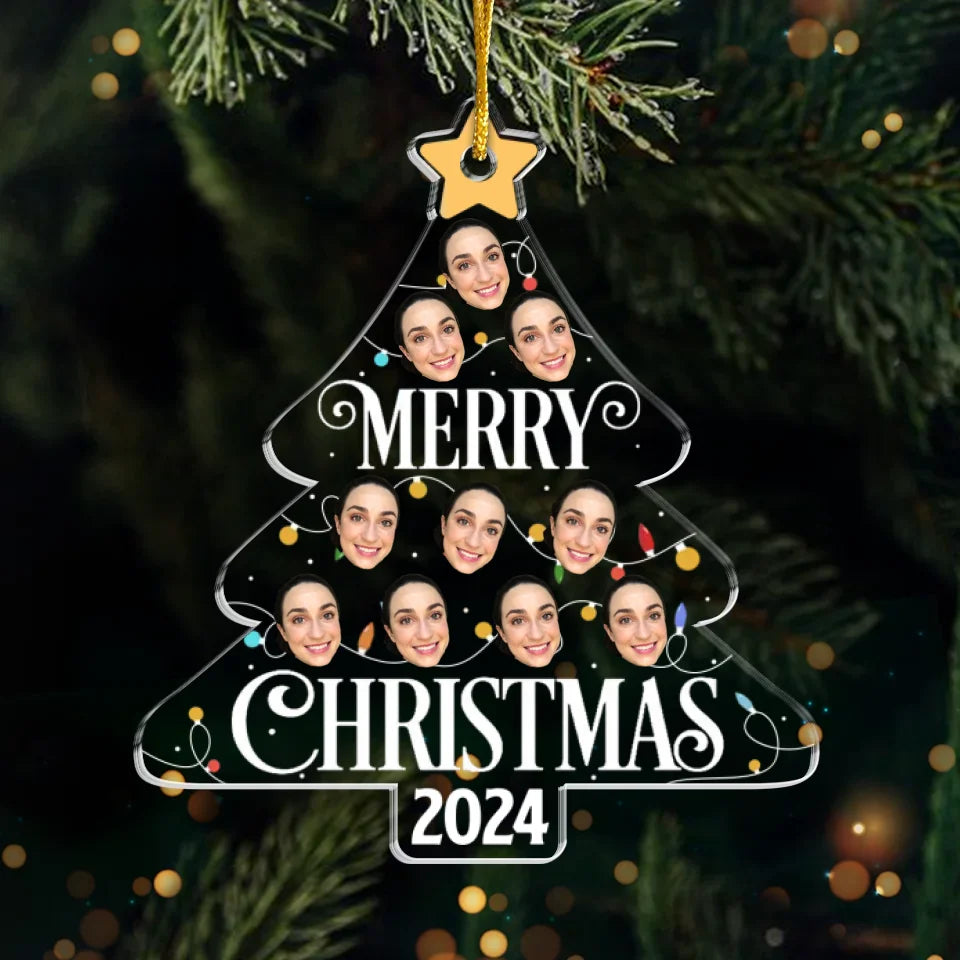 Photo personnalisée sur chaque visage, un morceau de mon cœur vit - Ornement personnalisé familial personnalisé - Forme personnalisée en acrylique - Cadeau de Noël pour les membres de la famille