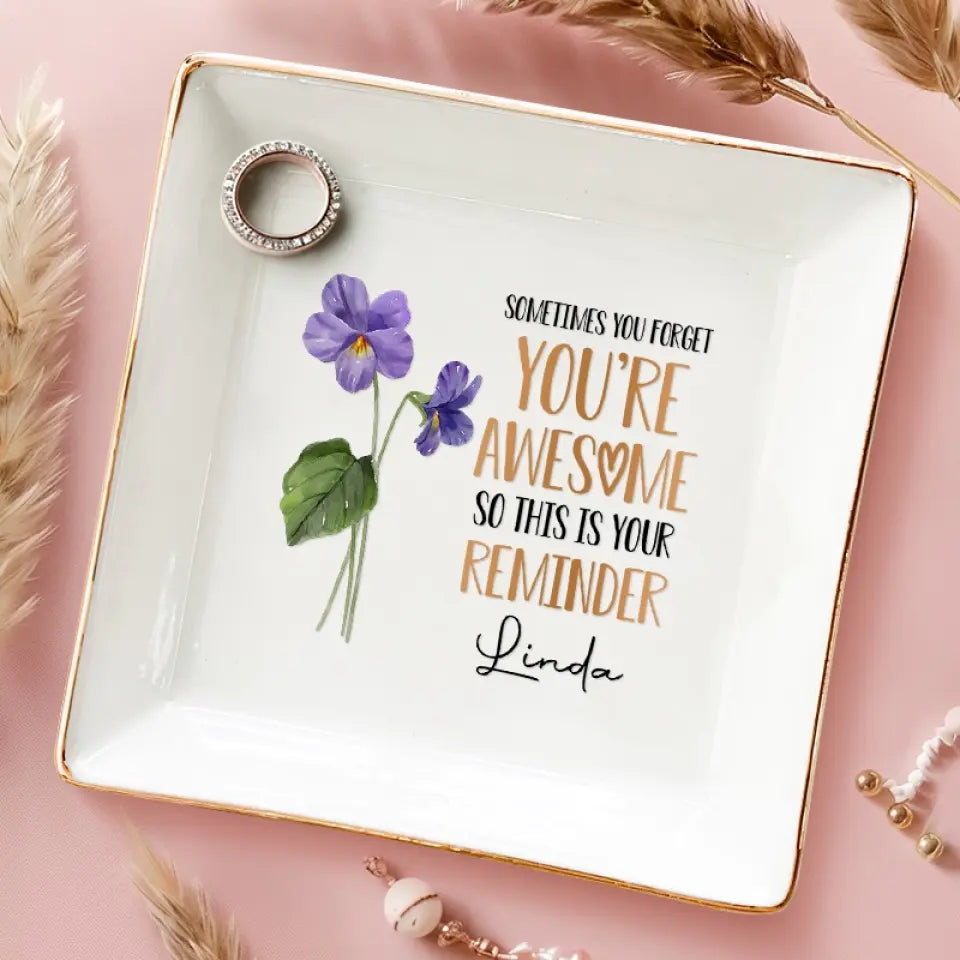 Parfois, on oublie qu'on est génial AMZ - Plat à bijoux personnalisé Bestie - Nouveauté, cadeau pour les meilleures amies, BFF, sœurs, maman, fille