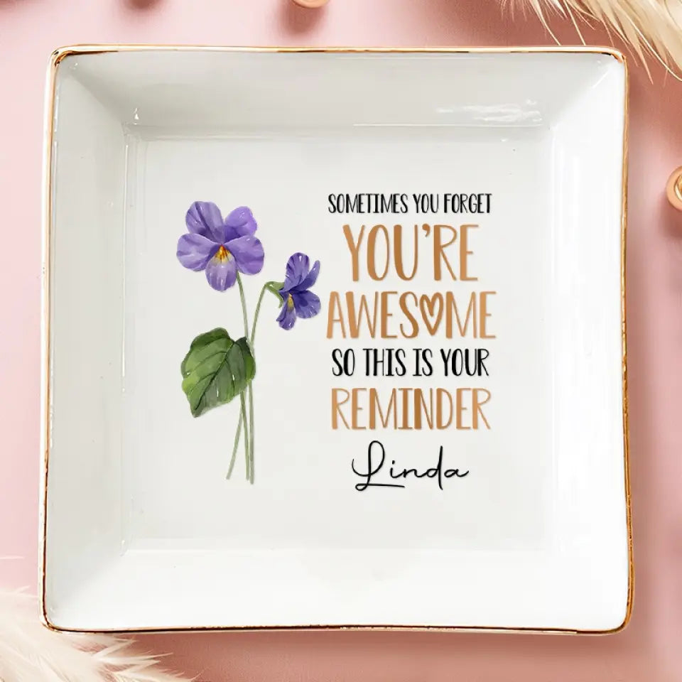 Parfois, on oublie qu'on est génial AMZ - Plat à bijoux personnalisé Bestie - Nouveauté, cadeau pour les meilleures amies, BFF, sœurs, maman, fille